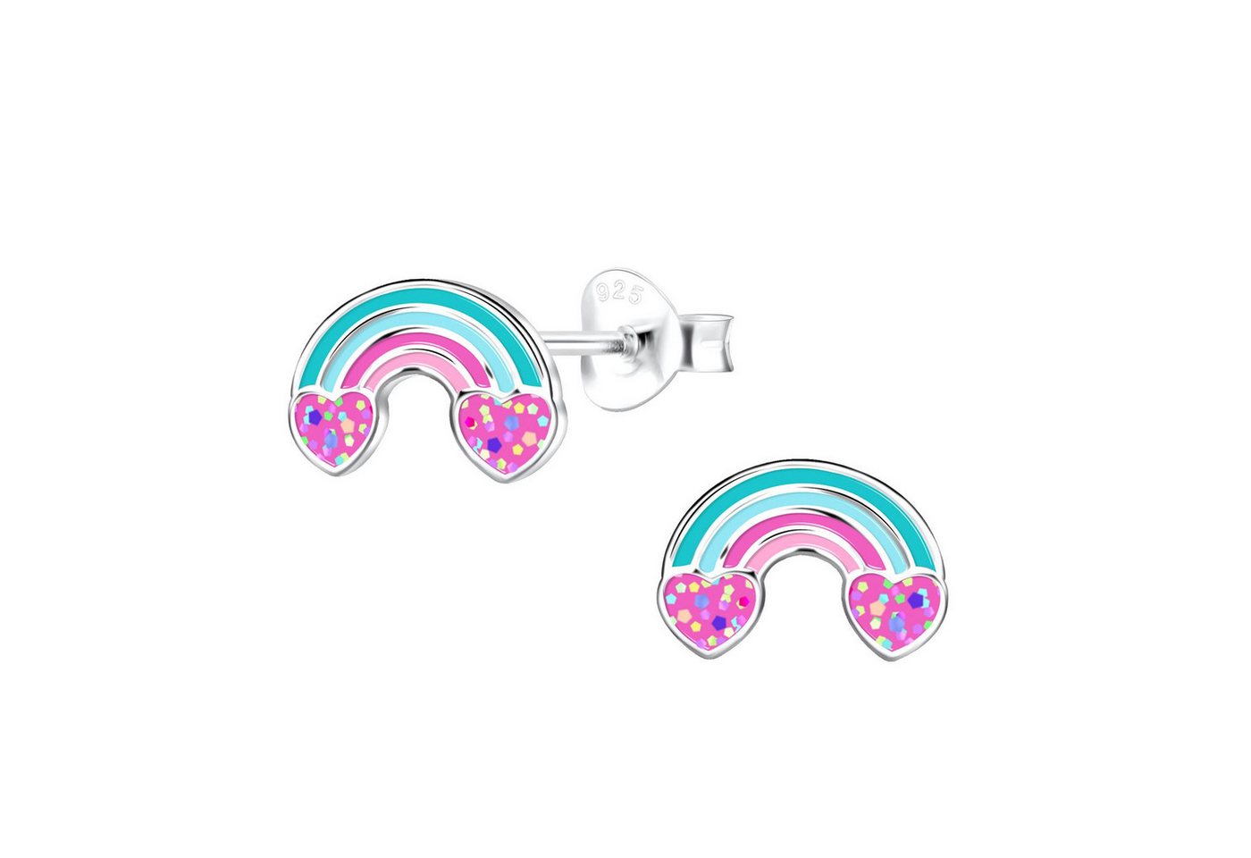Monkimau Ohrring-Set Regenbogen Kinder Ohrringe 925 Silber, Hypoallergen von Monkimau