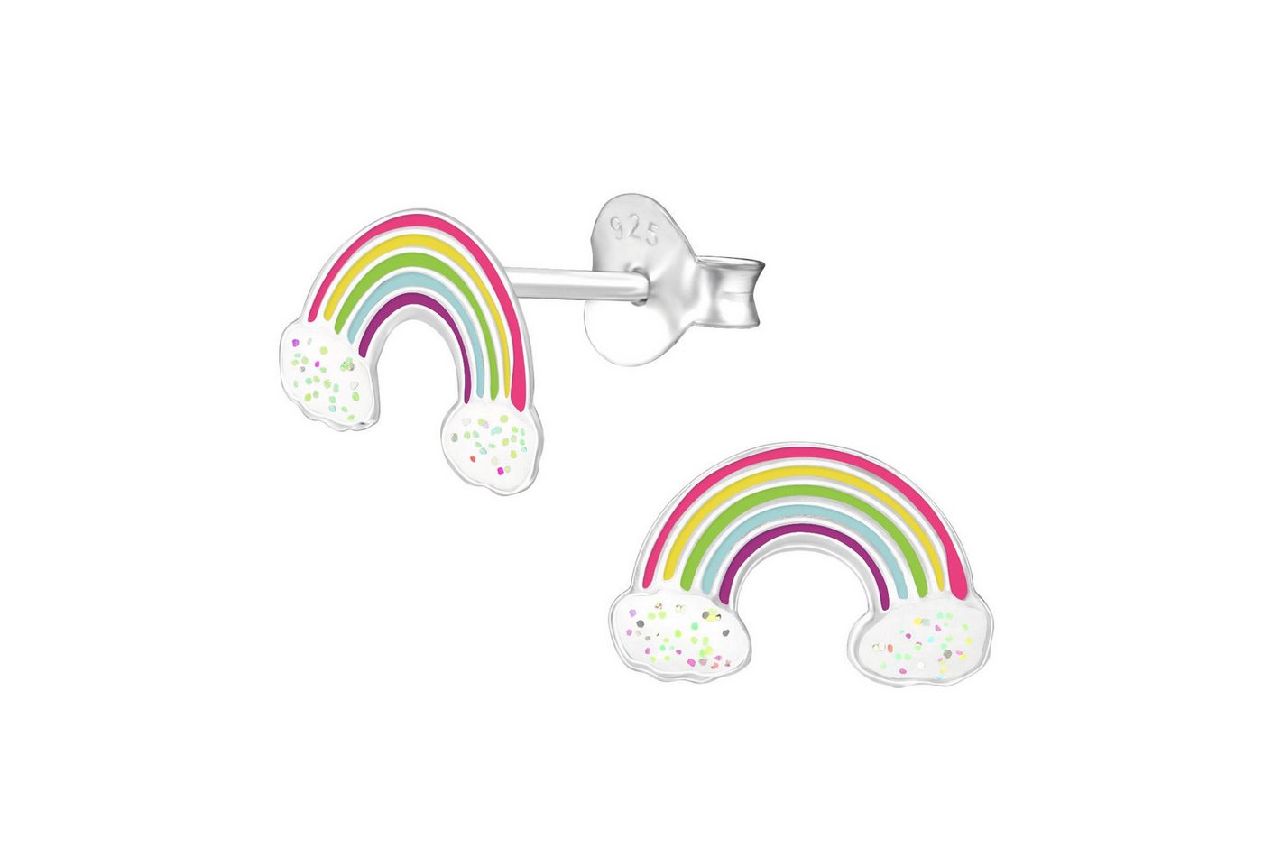 Monkimau Ohrring-Set Regenbogen Kinder Ohrringe 925 Silber Geschenk, Hypoallergen von Monkimau