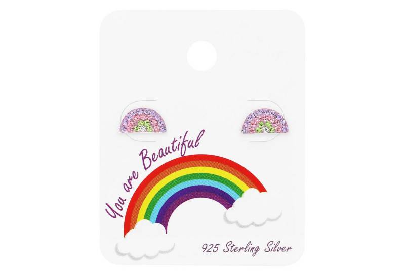 Monkimau Ohrring-Set Regenbogen Kinder Ohrringe 925 Silber Mädchen Ohrstecker, Hypoallergen von Monkimau