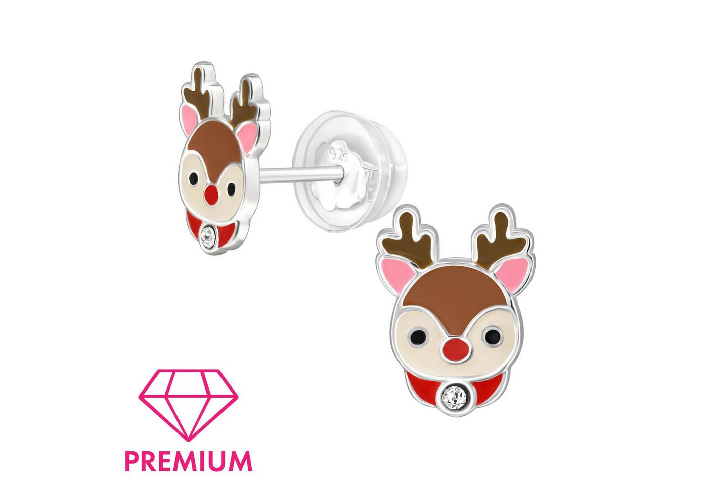 Monkimau Ohrring-Set Rentier Kinder Premium Ohrringe 925 Silber Geschenk, Hypoallergen von Monkimau
