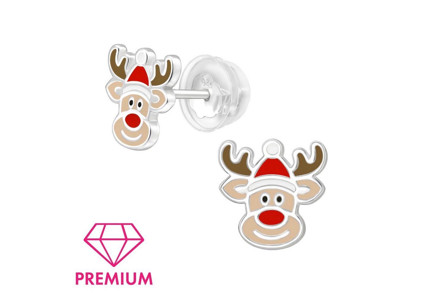 Monkimau Ohrring-Set Rentier Kinder Premium Ohrringe 925 Silber Geschenk, Hypoallergen von Monkimau