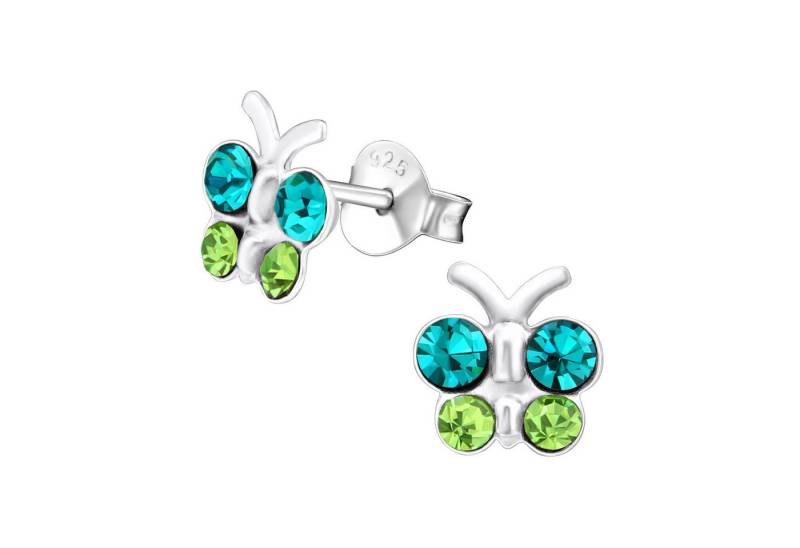 Monkimau Ohrring-Set Schmetterling Kinder Ohrringe Kristalle Silber Ohrstecker, Hypoallergen von Monkimau