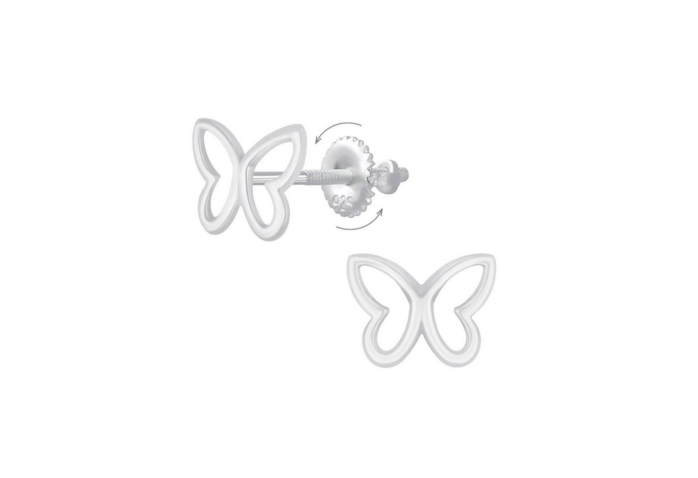 Monkimau Ohrring-Set Schmetterling Kinder Ohrringe Schraubverschluss 925 Silber, Hypoallergen von Monkimau