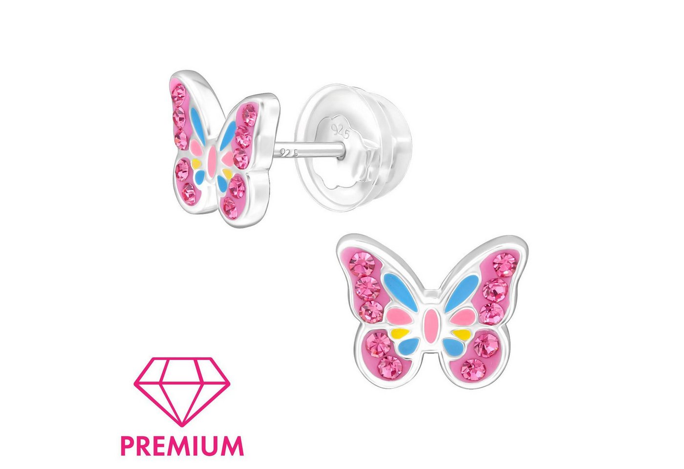 Monkimau Ohrring-Set Schmetterling Kinder Premium Ohrringe 925 Silber Geschenk, Hypoallergen von Monkimau