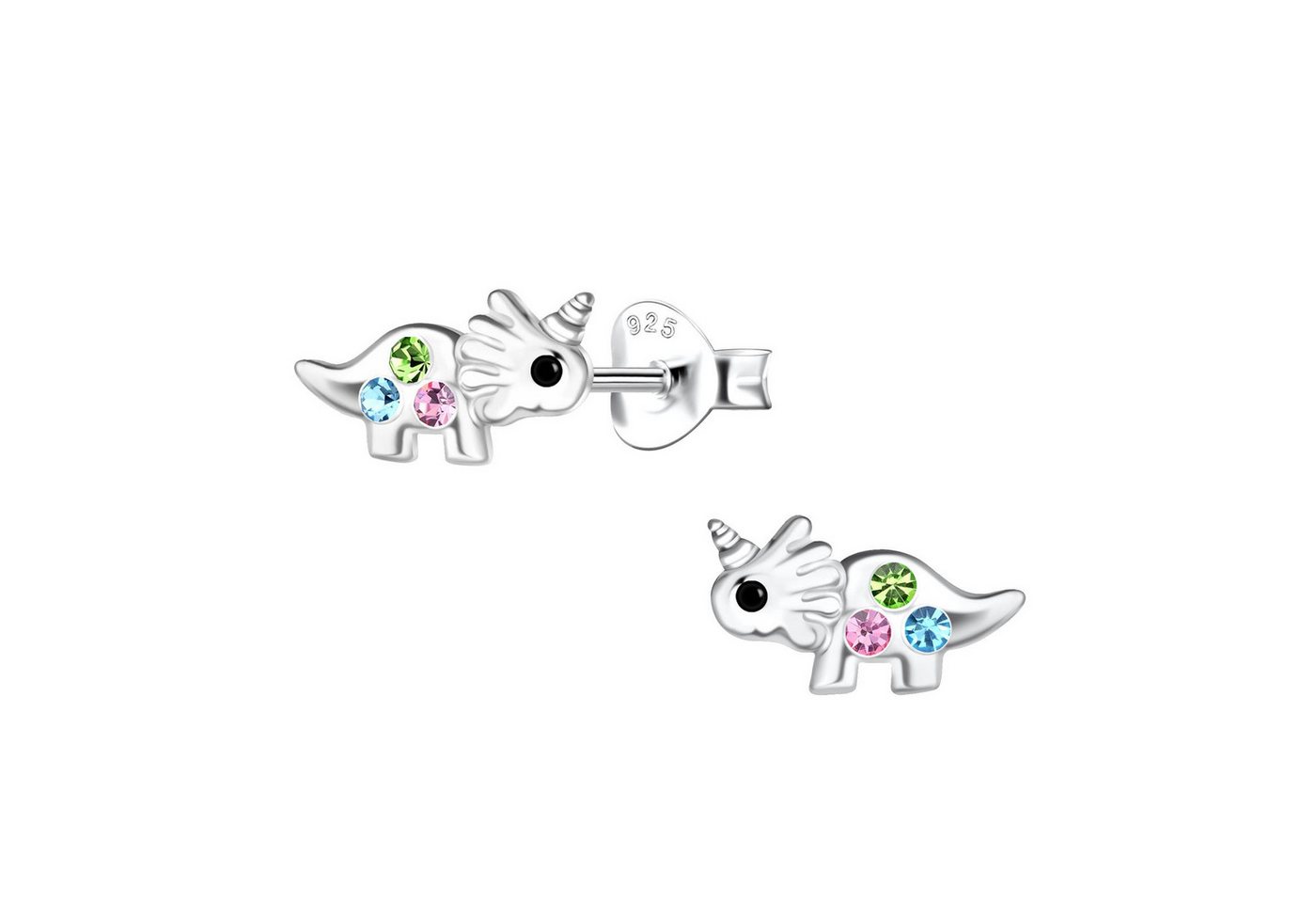 Monkimau Ohrring-Set Stegosaurus-Dinosaurier Kinder Ohrringe 925 Silber, Hypoallergen von Monkimau