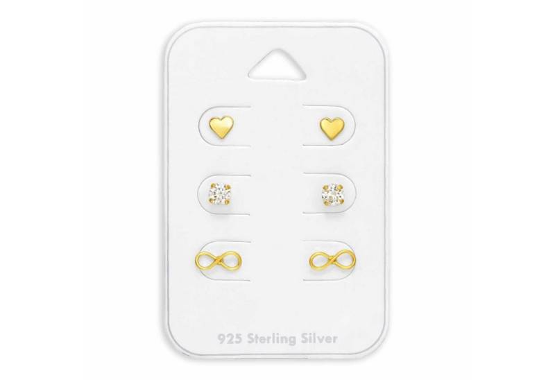 Monkimau Ohrring-Set Unendliche Liebe Ohrstecker Set in Gold mit Zirkonia, Hypoallergen von Monkimau