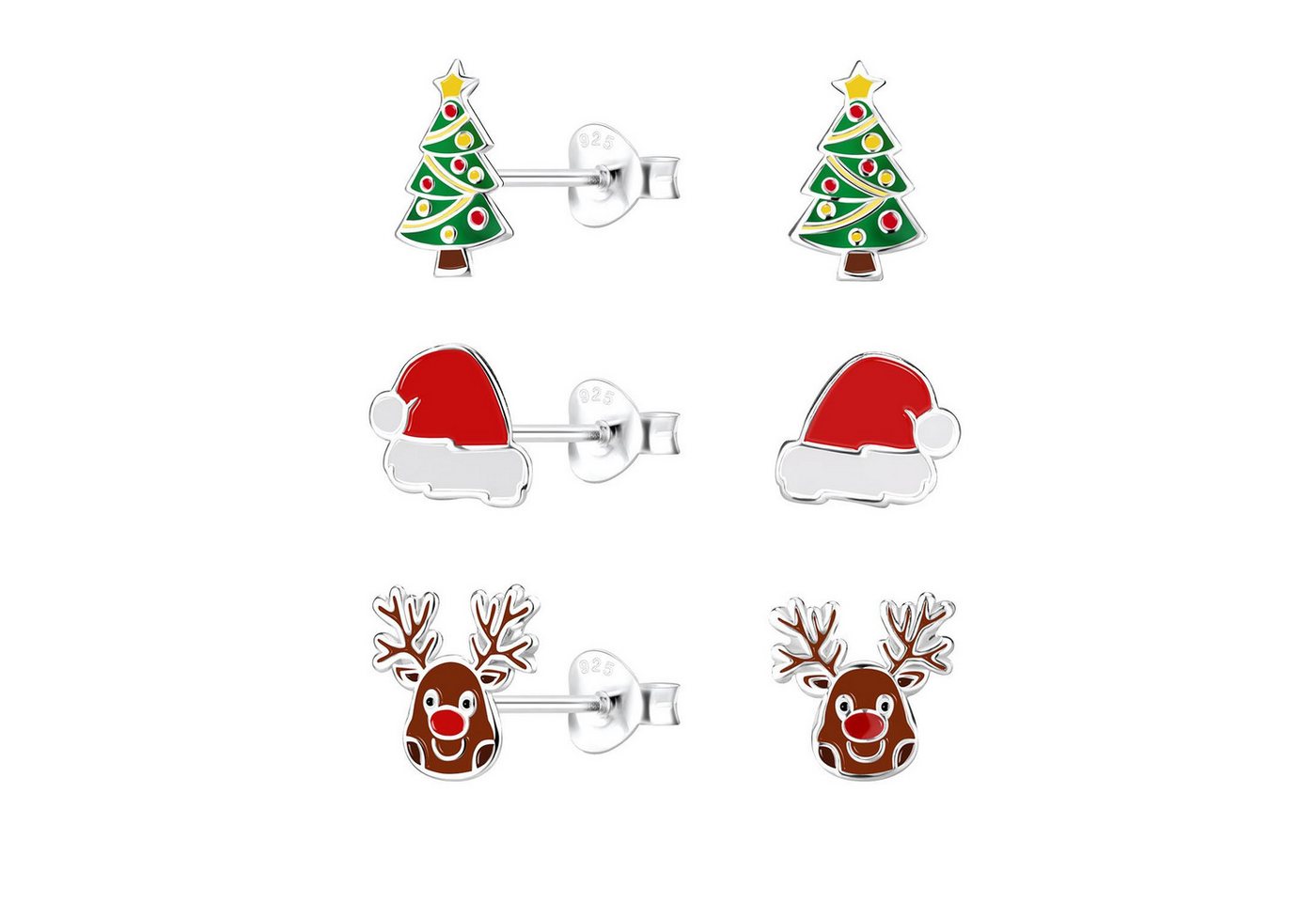 Monkimau Ohrring-Set Weihnachten Kinder Ohrringe Set 925 Silber, Hypoallergen von Monkimau