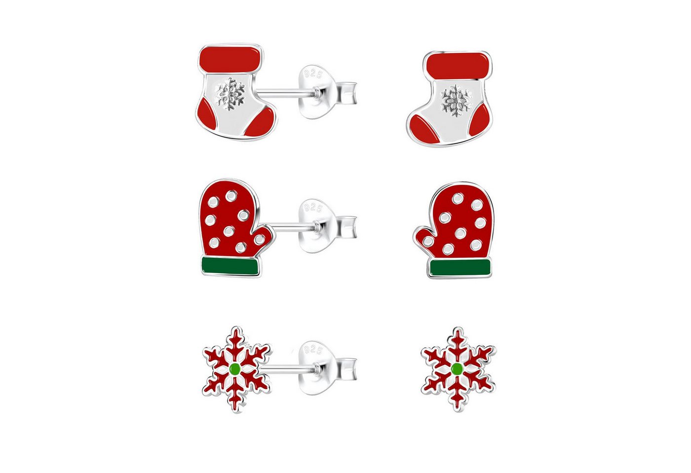 Monkimau Ohrring-Set Weihnachten Kinder Ohrringe Set 925 Silber, Hypoallergen von Monkimau