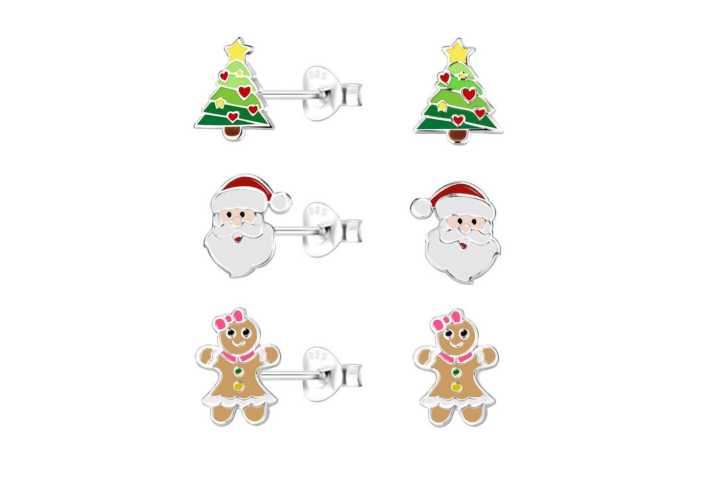 Monkimau Ohrring-Set Weihnachten Kinder Ohrringe Set 925 Silber, Hypoallergen von Monkimau