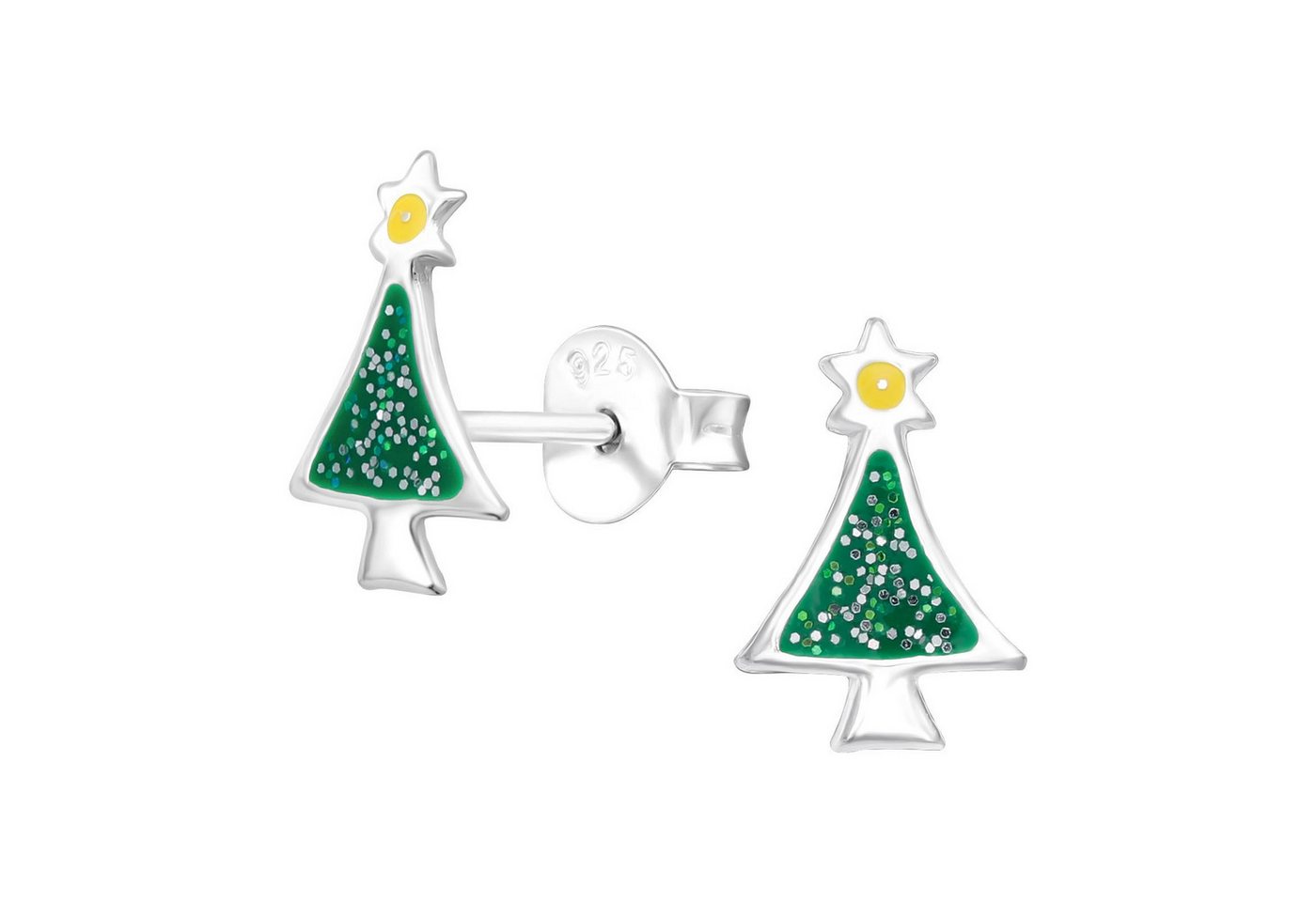 Monkimau Ohrring-Set Weihnachtsbaum Kinder Ohrringe 925 Silber Ohrstecker, Hypoallergen von Monkimau