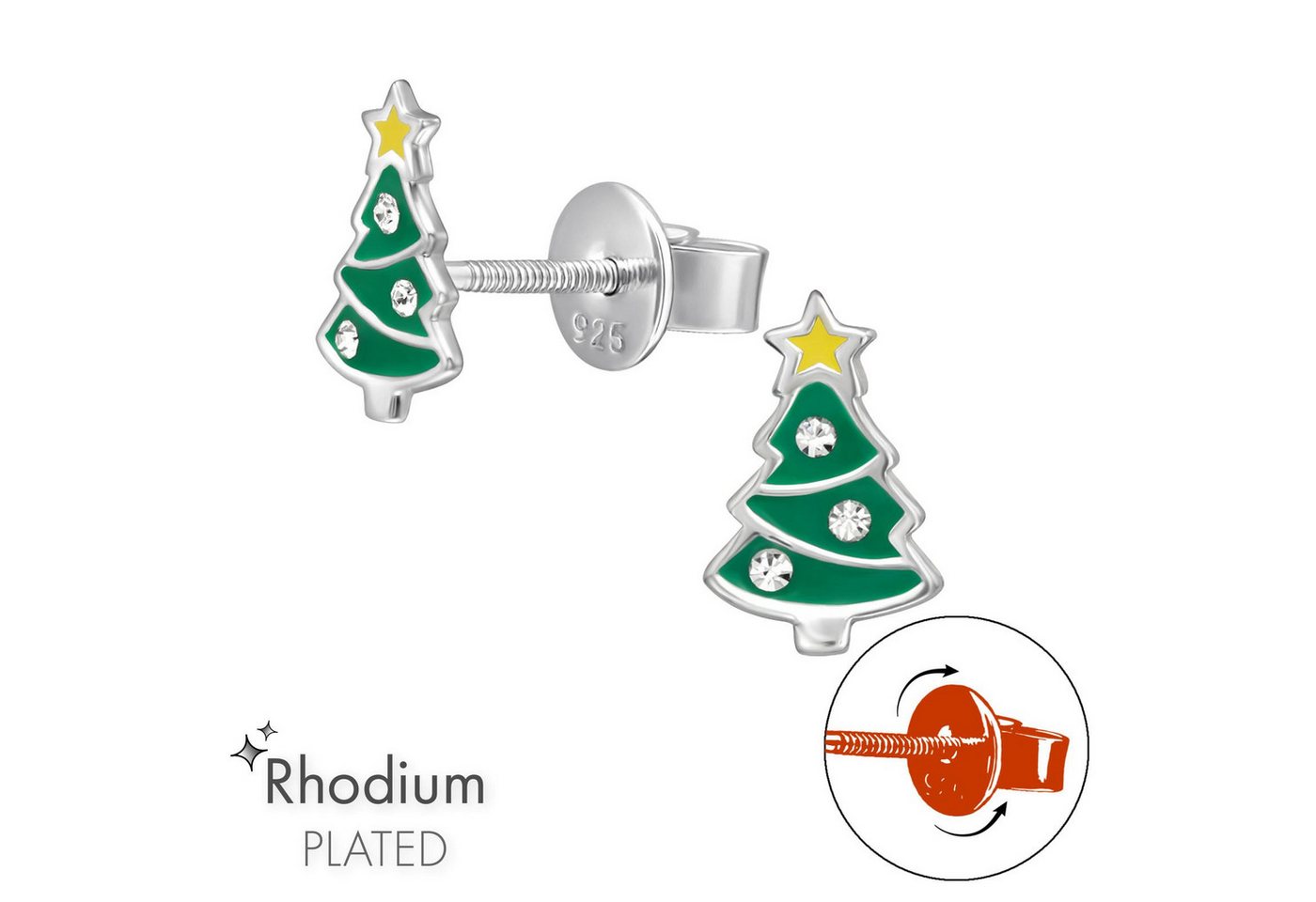 Monkimau Ohrring-Set Weihnachtsbaum Kinder Premium Ohrringe Silber Geschenk, Hypoallergen von Monkimau