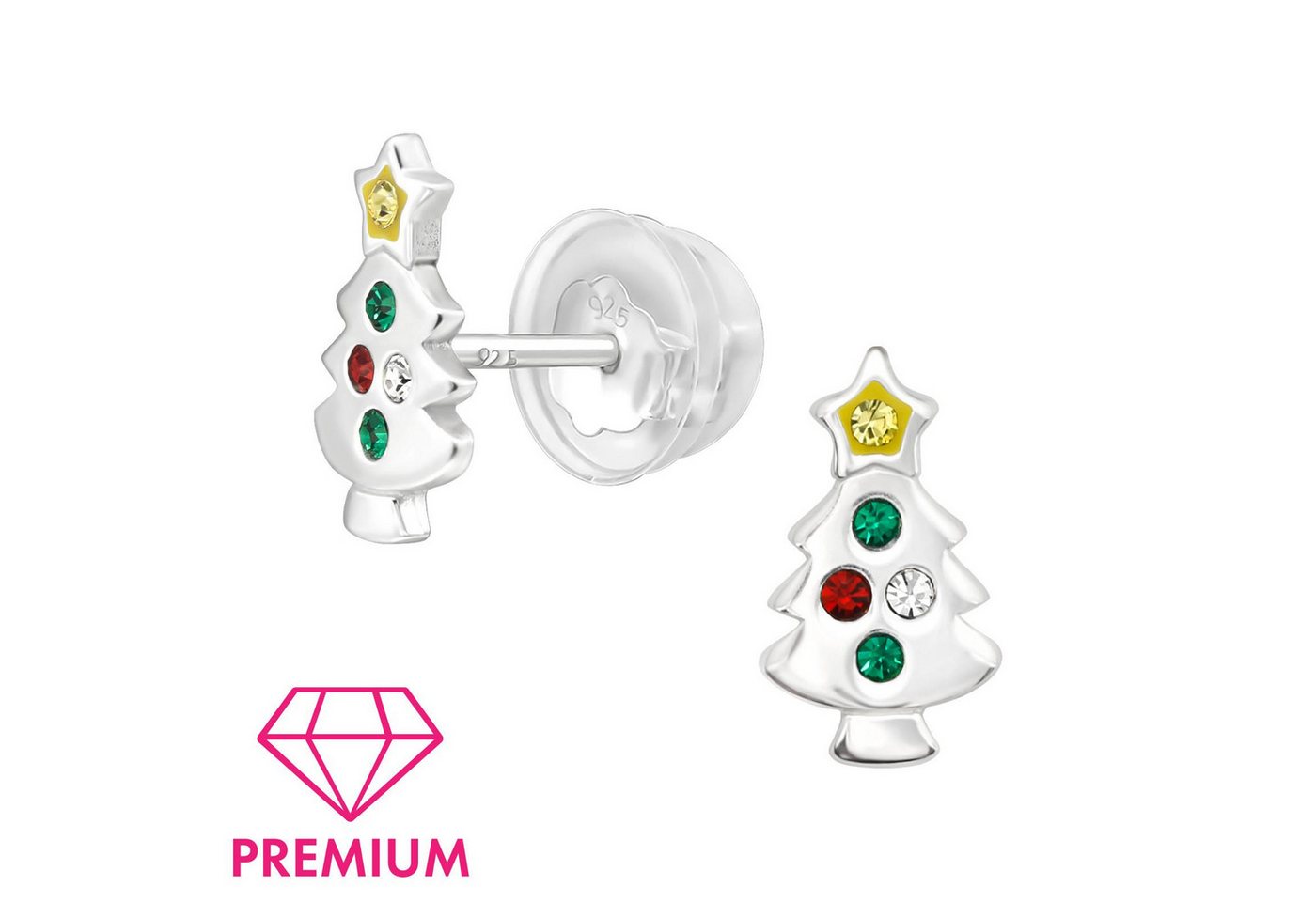 Monkimau Ohrring-Set Weihnachtsbaum Kinder Premium Ohrringe Silber Geschenk, Hypoallergen von Monkimau