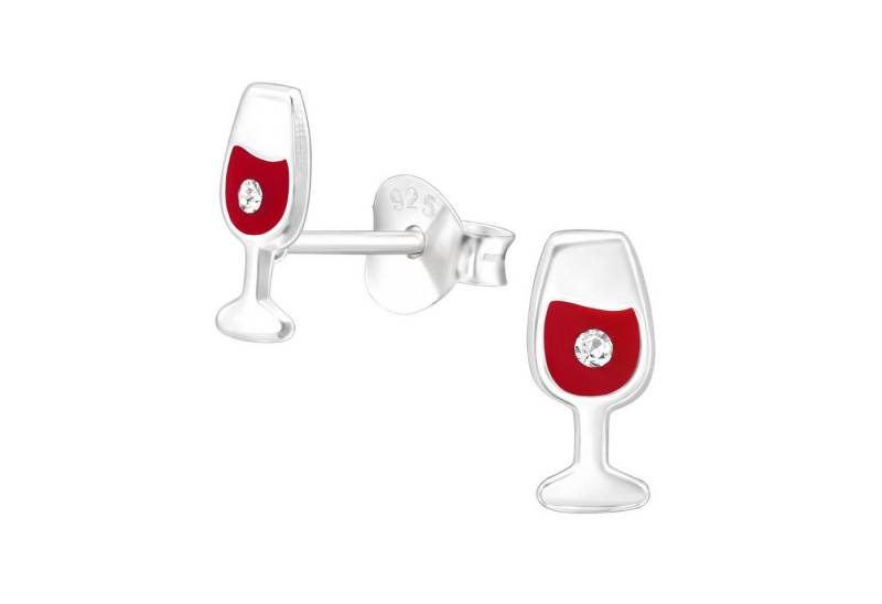 Monkimau Ohrring-Set Weinglas Kinder Ohrringe Kristalle 925 Silber Ohrstecker, Hypoallergen von Monkimau