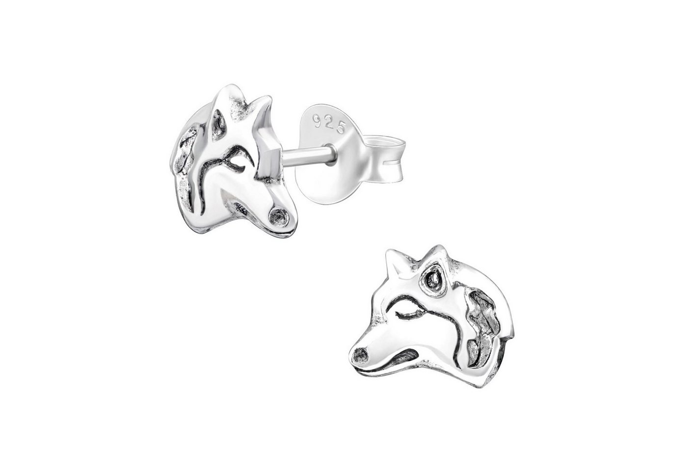 Monkimau Ohrring-Set Wolf Kinder Ohrringe 925 Silber Ohrstecker, Hypoallergen von Monkimau
