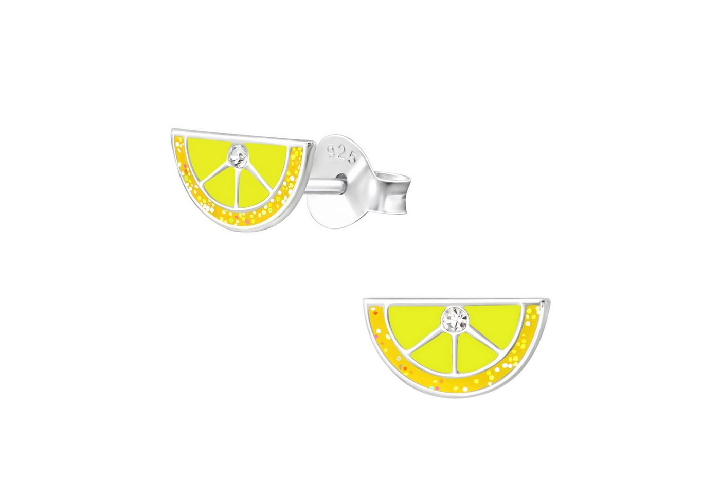 Monkimau Ohrring-Set Zitronen Kinder Ohrringe Kristall 925 Silber Ohrstecker, Hypoallergen von Monkimau