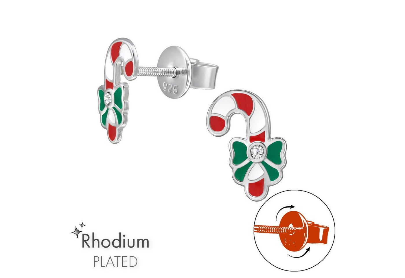 Monkimau Ohrring-Set Zuckerstangen Kinder Premium Ohrringe Silber Geschenk, Hypoallergen von Monkimau