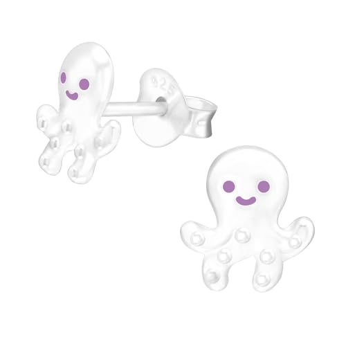 Monkimau Oktopus Kinder Ohrringe | 925 Silber | Mädchen Ohrstecker Schmuck | Hypoallergen & Nickelfrei | Kinderohrringe Geschenkidee von MONKIMAU