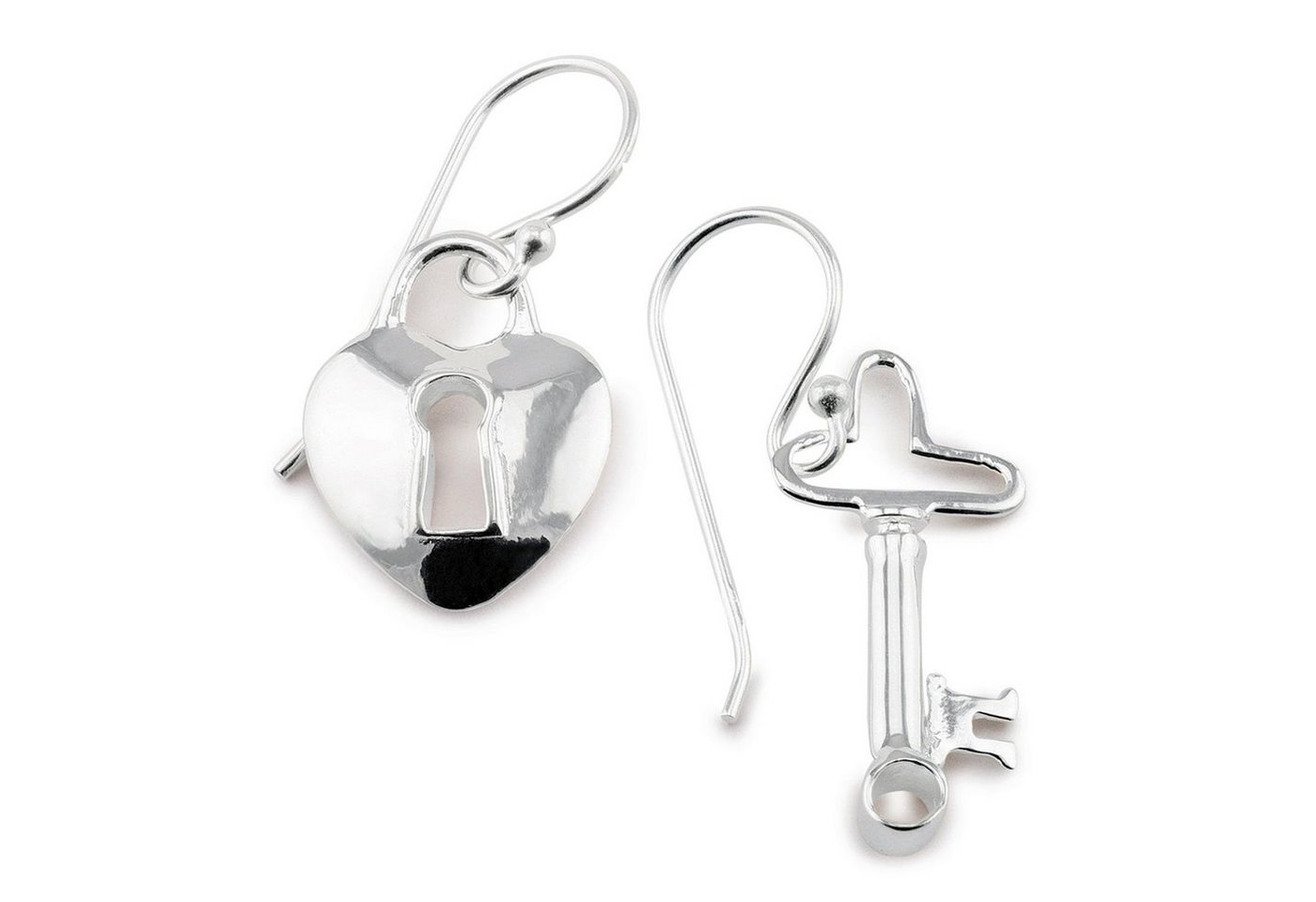 Monkimau Paar Ohrhänger Damen Ohrringe Schlüssel mit Herz Ohrhänger 925 Silber (Packung) von Monkimau