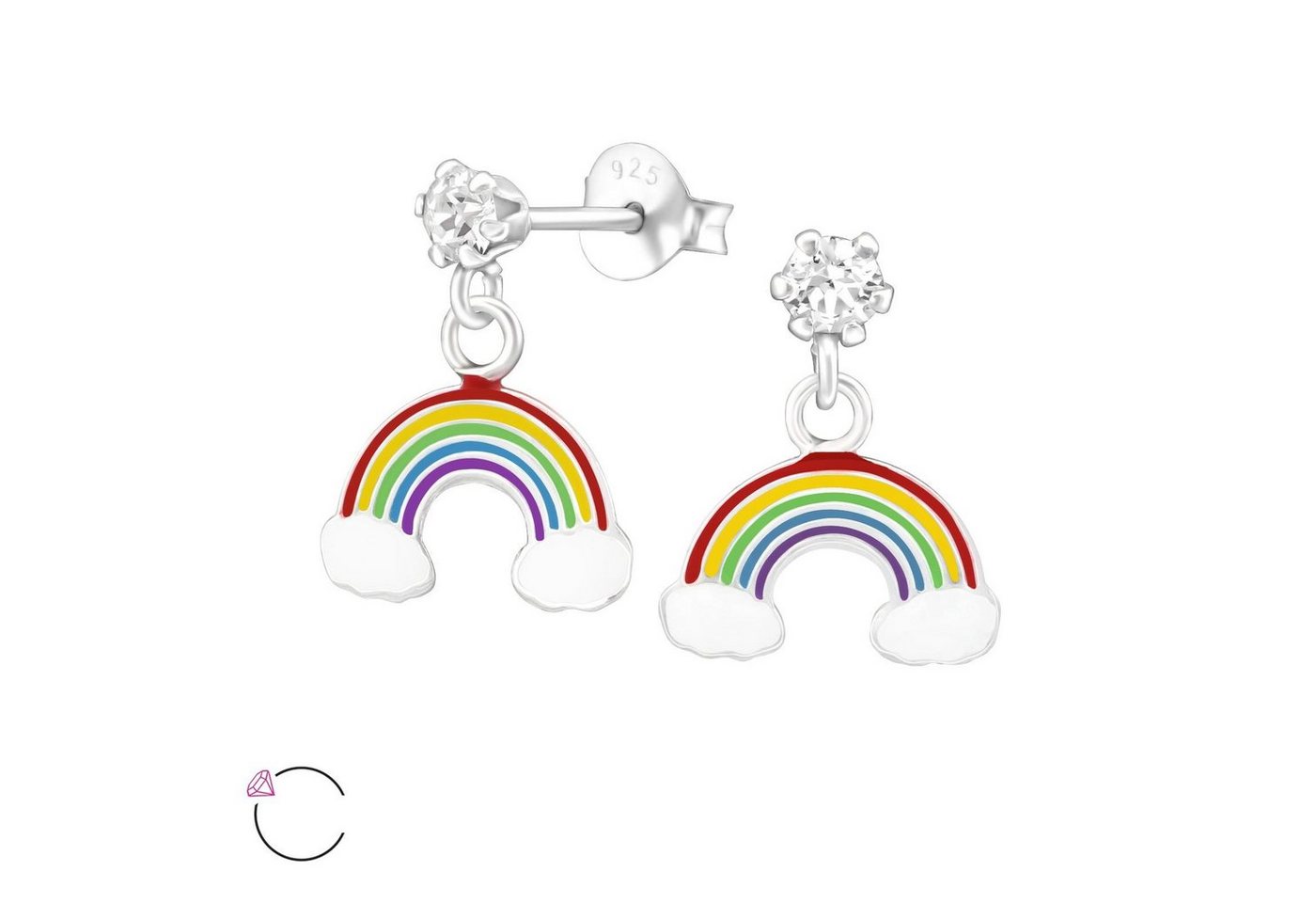 Monkimau Paar Ohrhänger Regenbogen Ohrringe aus 925 Silber (Packung) von Monkimau