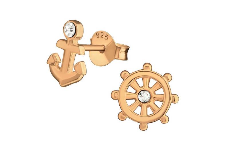 Monkimau Ohrring-Set Anker und Steuerrad Ohrringe aus 925 Silber, Hypoallergen von Monkimau