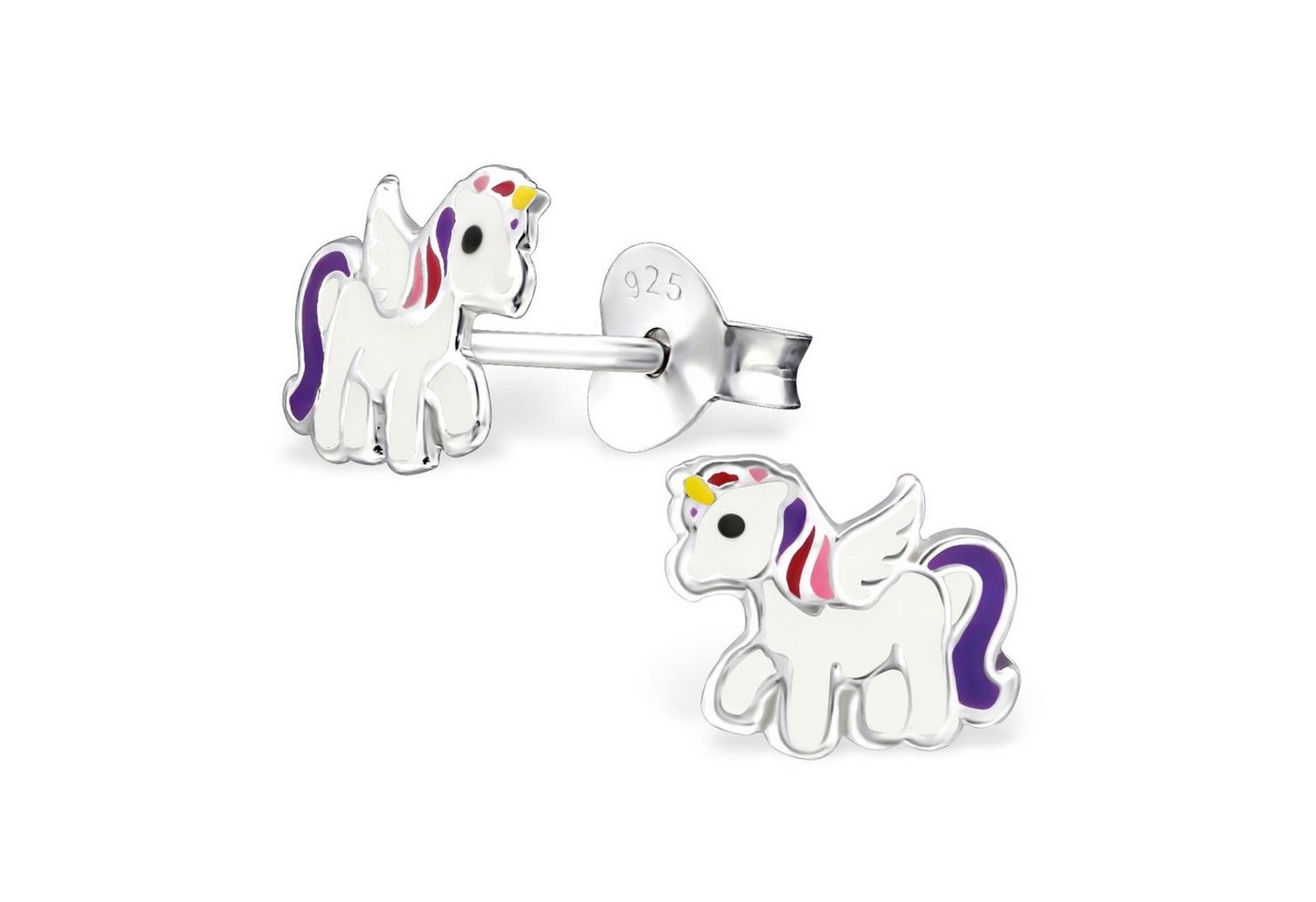 Monkimau Paar Ohrstecker Einhorn Ohrringe 925 Silber Kinder Ohrstecker (Packung) von Monkimau