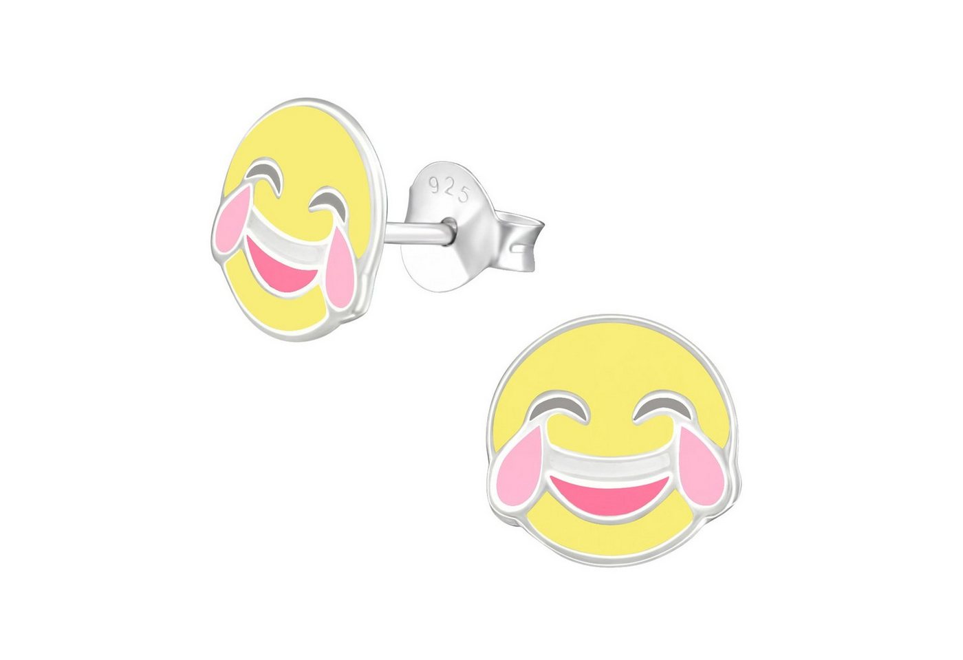 Monkimau Paar Ohrstecker Emoji Ohrringe 925 Silber Kinder Ohrstecker (Packung) von Monkimau