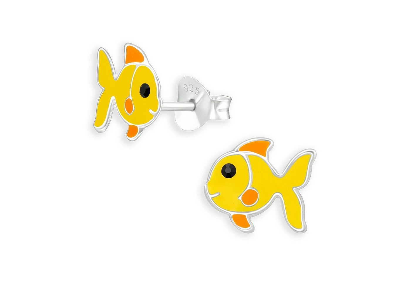 Monkimau Paar Ohrstecker Fisch Kinder Ohrringe aus 925 Silber (Packung), mit Kristallen von Monkimau