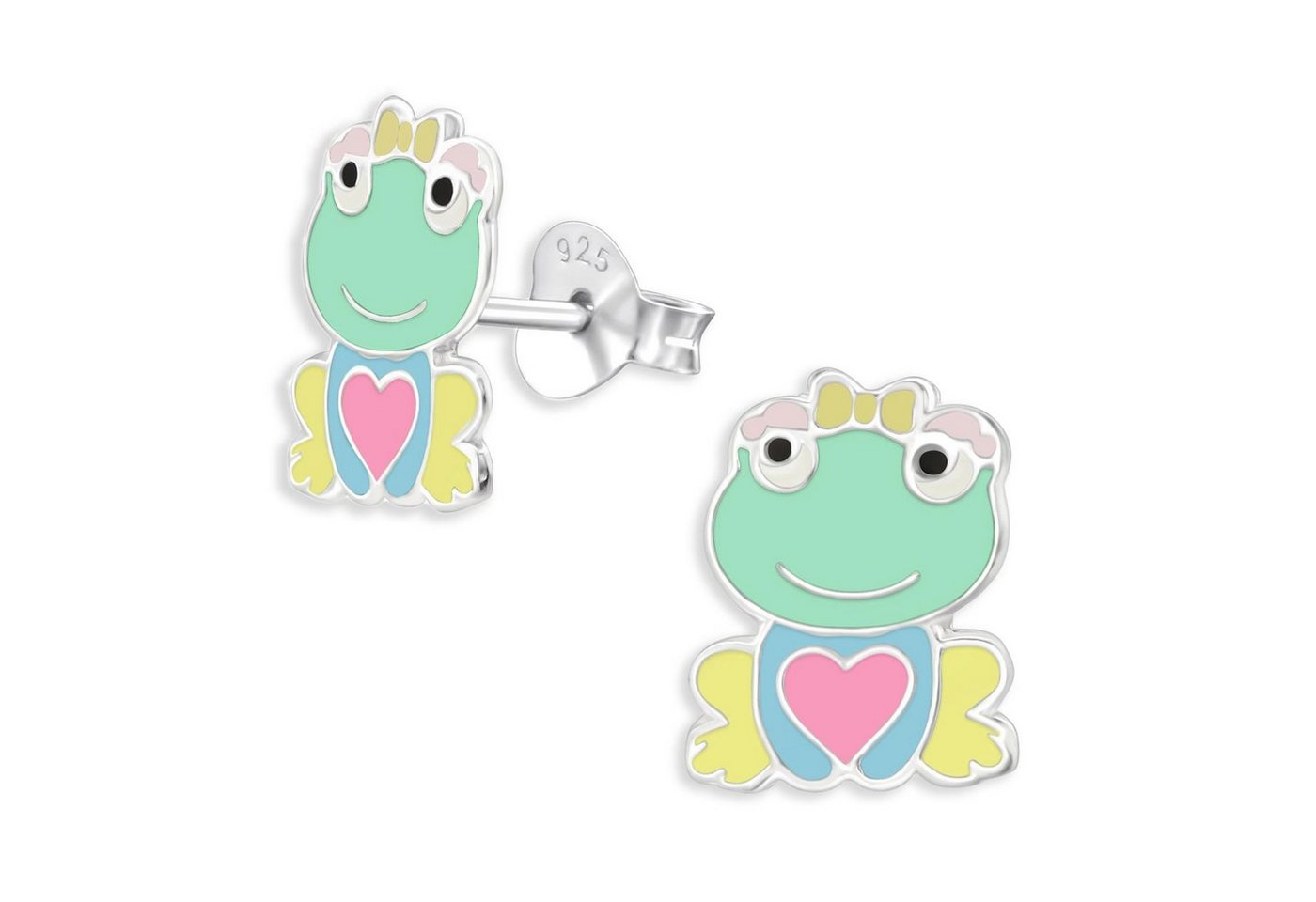 Monkimau Paar Ohrstecker Frosch Kinder Ohrringe 925 Silber Ohrstecker (Packung) von Monkimau