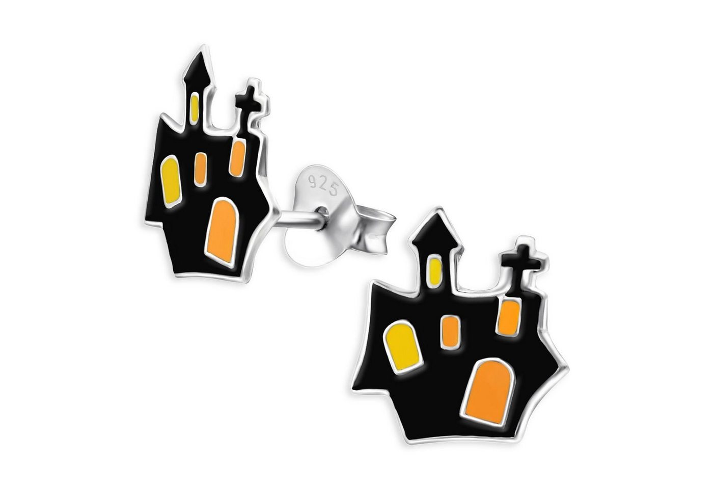 Monkimau Paar Ohrstecker Halloween Geisterhaus Kinder Ohrringe aus 925 Silber (Packung) von Monkimau