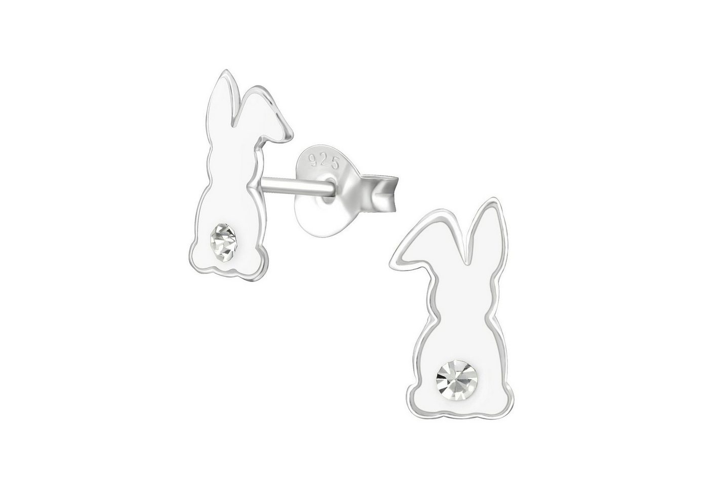 Monkimau Paar Ohrstecker Hasen Ohrringe aus 925 Silber (Packung) von Monkimau