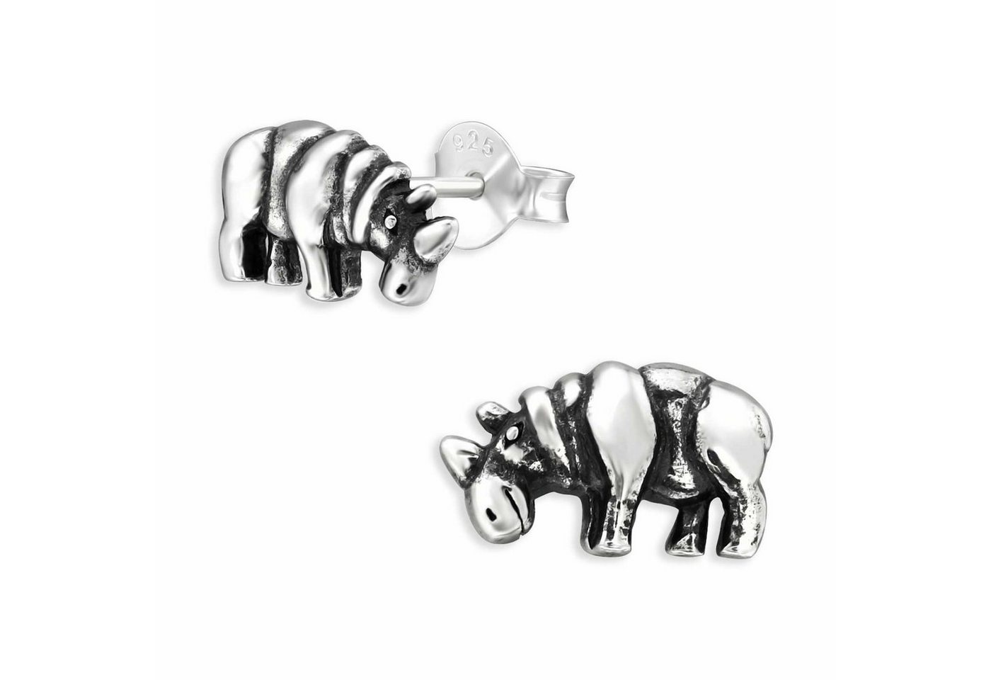 Monkimau Paar Ohrstecker Nashorn Ohrringe aus 925 Silber (Packung) von Monkimau