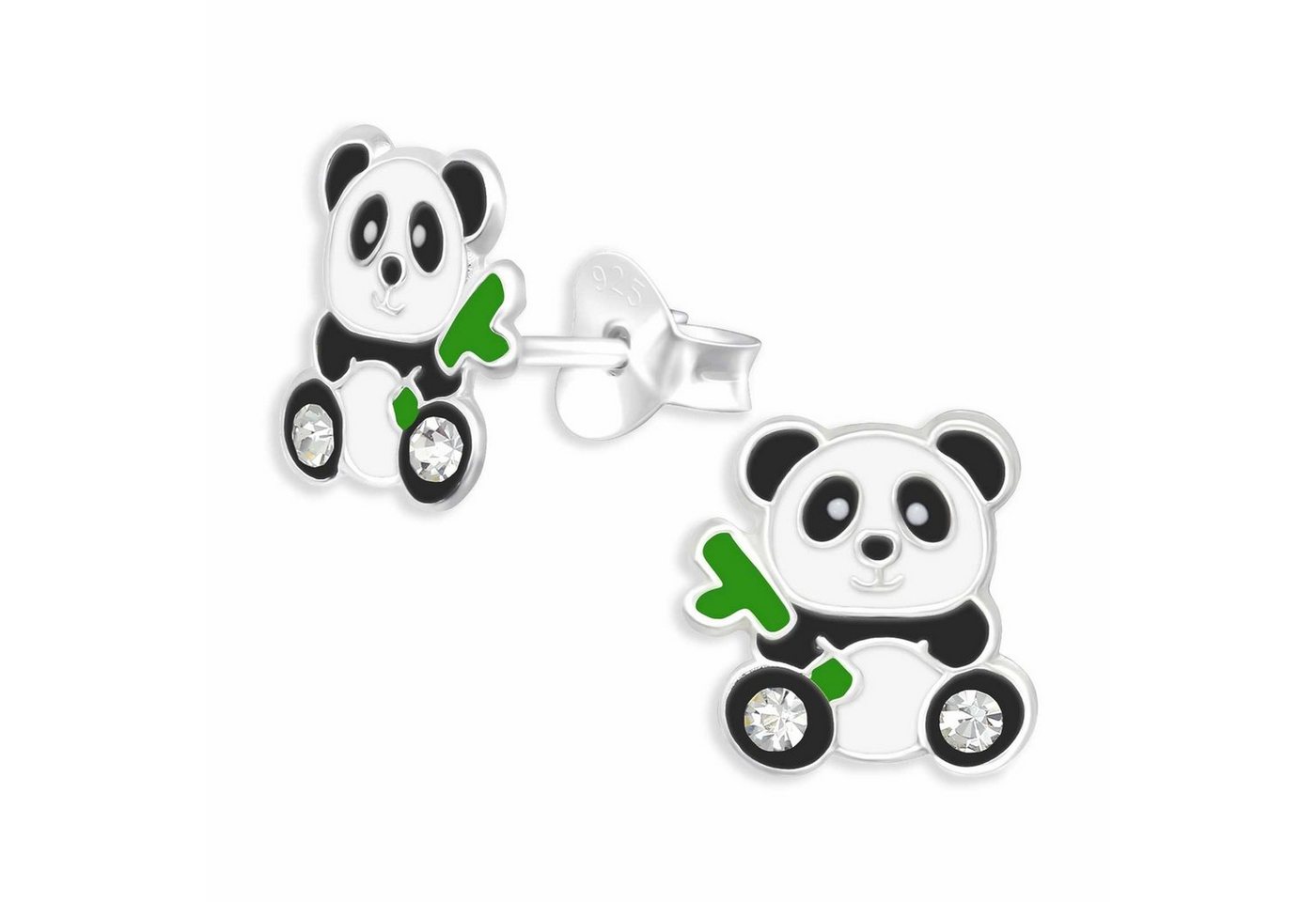 Monkimau Paar Ohrstecker Panda Ohrringe aus 925 Silber (Packung) von Monkimau