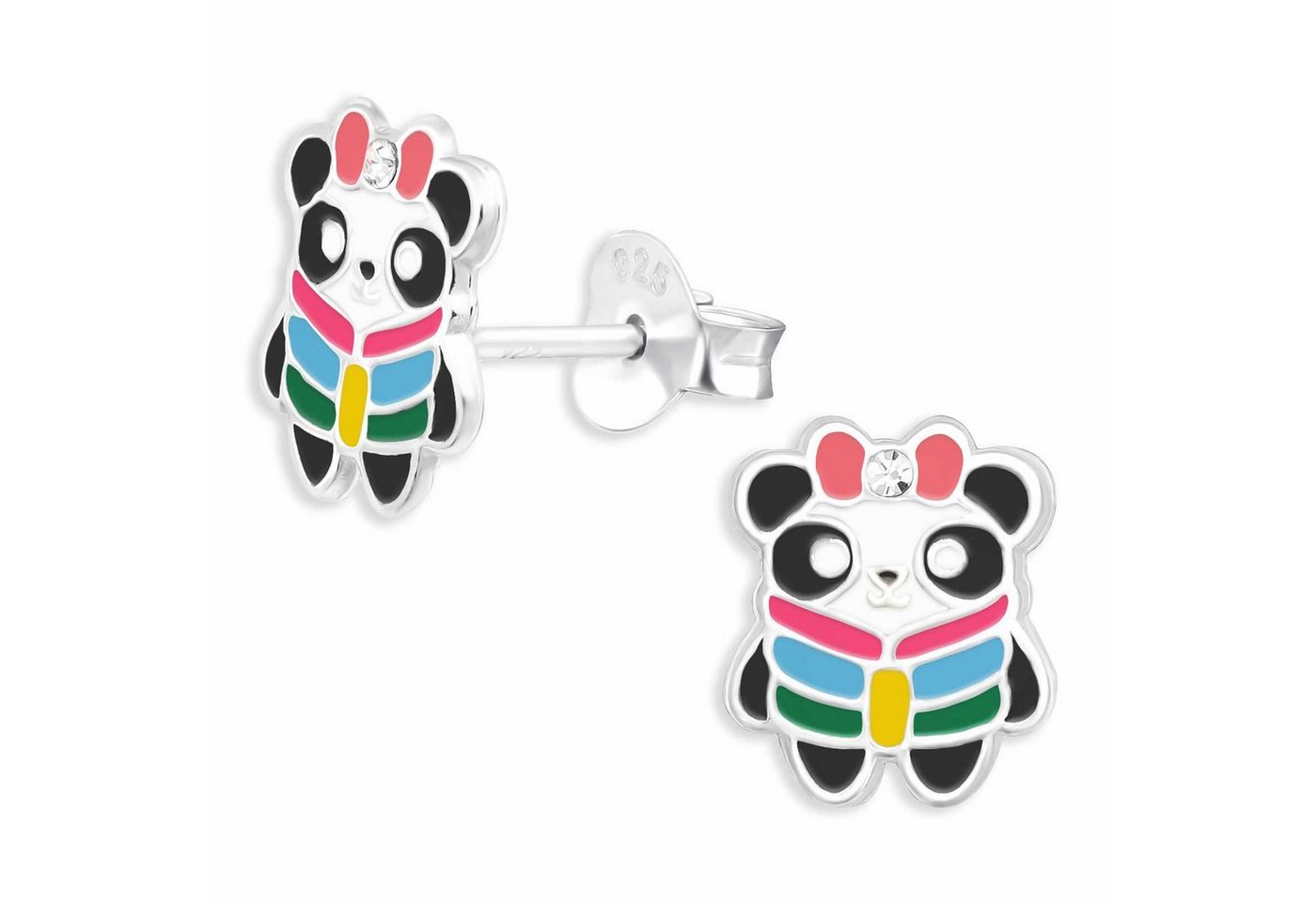 Monkimau Paar Ohrstecker Panda Ohrringe aus 925 Silber (Packung) von Monkimau