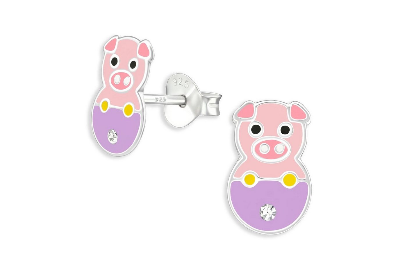 Monkimau Paar Ohrstecker Schweinchen Kinder Ohrringe Silber Ohrstecker (Packung) von Monkimau