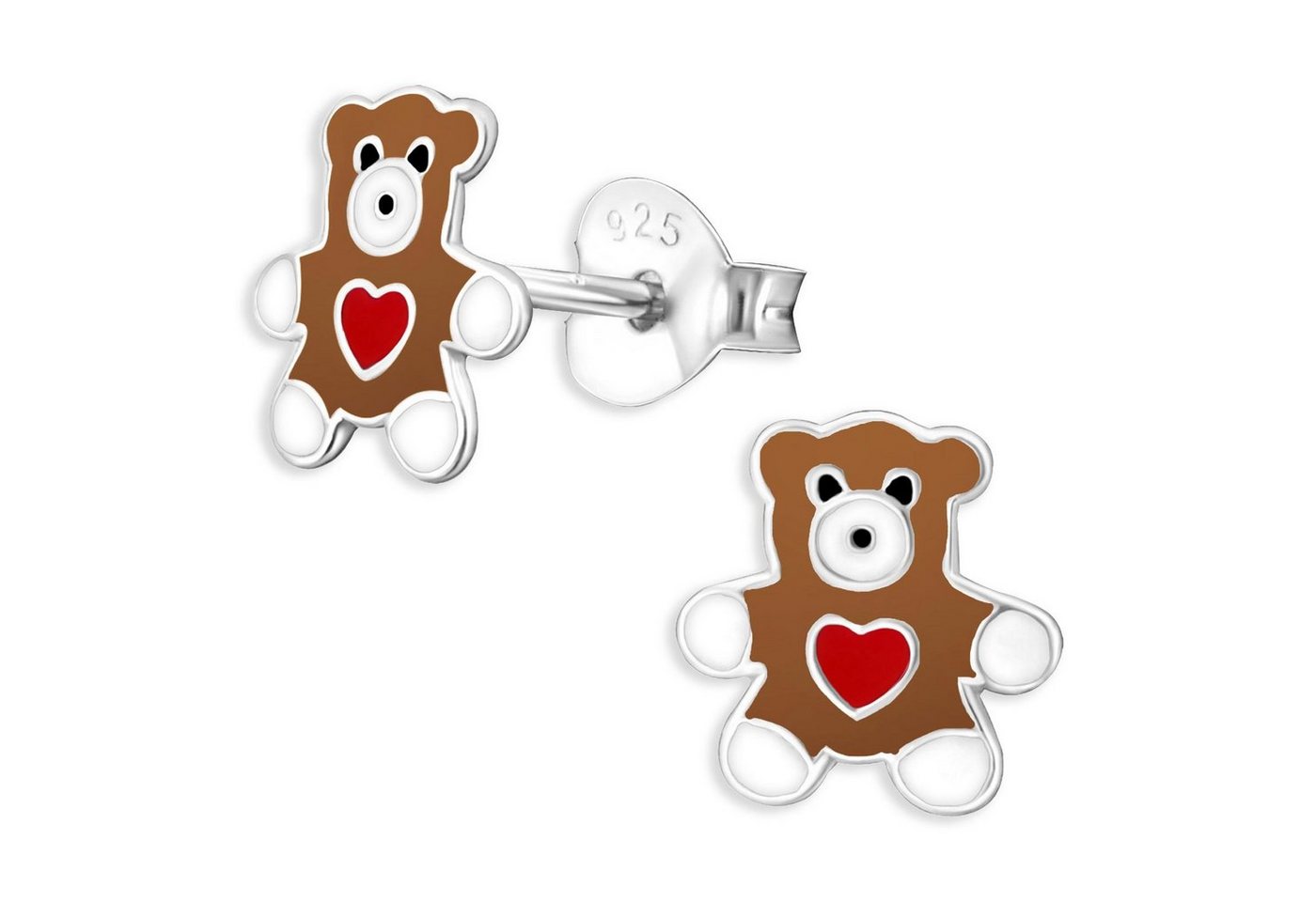 Monkimau Paar Ohrstecker Teddy Bär Kinder Ohrringe 925 Silber Ohrstecker (Packung) von Monkimau