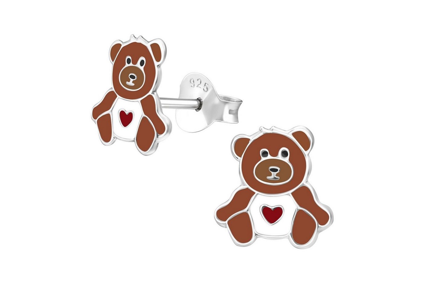 Monkimau Paar Ohrstecker Teddybär Ohrringe 925 Silber Kinder Ohrstecker (Packung) von Monkimau