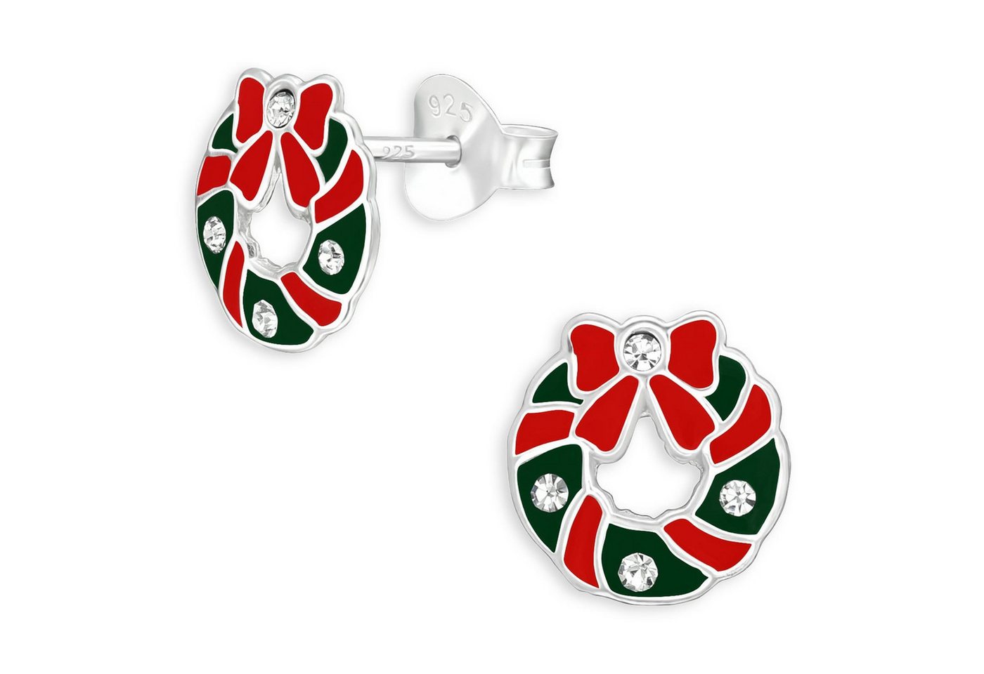 Monkimau Ohrring-Set Weihnachtskranz Kinder Ohrringe aus 925 Silber, Hypoallergen von Monkimau
