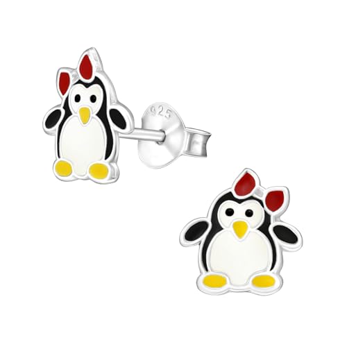 Monkimau Pinguin Kinder Ohrringe | 925 Silber | Mädchen Ohrstecker Schmuck | Hypoallergen & Nickelfrei | Kinderohrringe Geschenkidee von MONKIMAU