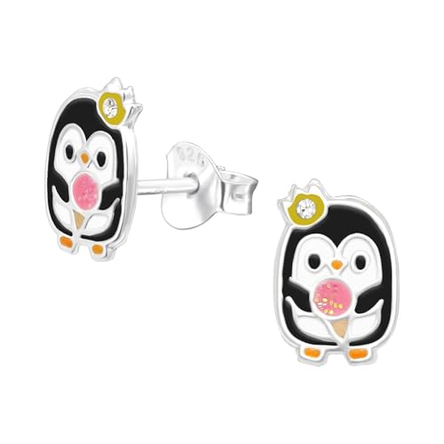 Monkimau Pinguin Kinder Ohrringe | 925 Silber | Mädchen Ohrstecker Schmuck | Hypoallergen & Nickelfrei | Kinderohrringe Geschenkidee von MONKIMAU
