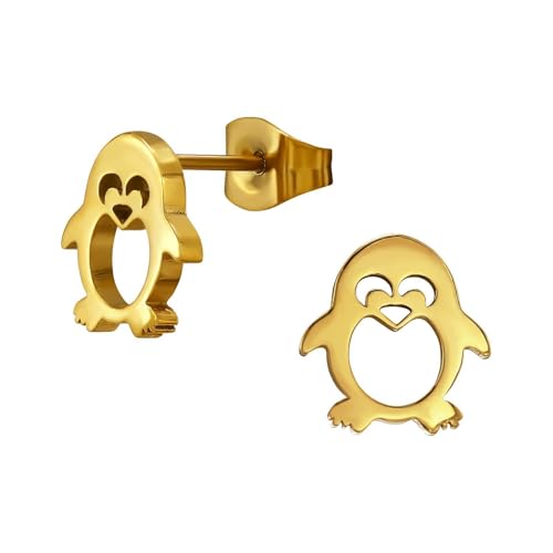 Monkimau Pinguin Kinder Ohrringe Chirurgenstahl | Edelstahl Hypoallergen Kinderohrringe | Mädchen Schmuck Geschenk Geschenkidee von MONKIMAU