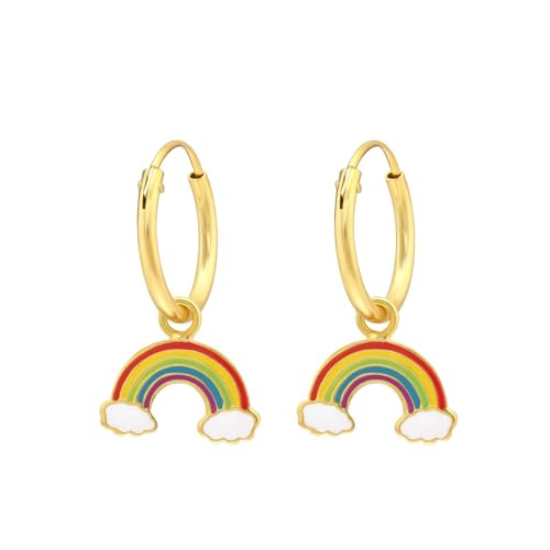 Monkimau Regenbogen Kinder Creolen Ohrringe | 925 Silber | Mädchen Ohrstecker Schmuck | Hypoallergen & Nickelfrei | Kinderohrringe Geschenkidee von MONKIMAU
