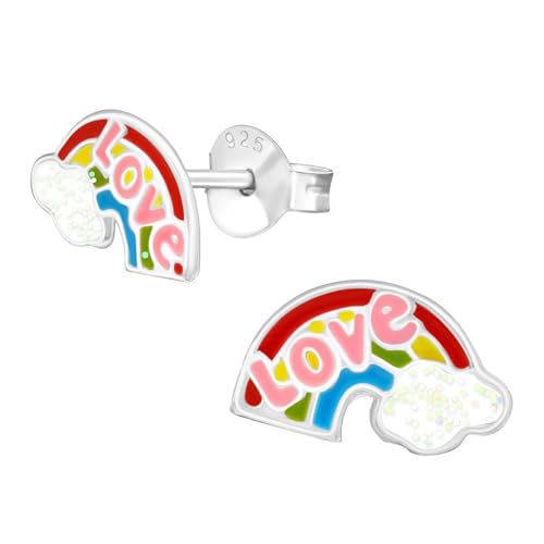 Monkimau Regenbogen Kinder Ohrringe | 925 Silber | Mädchen Ohrstecker Schmuck | Hypoallergen & Nickelfrei | Kinderohrringe Geschenkidee von MONKIMAU