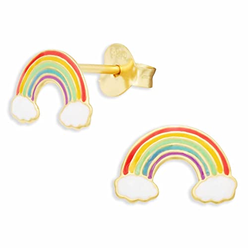Monkimau Regenbogen Ohrstecker Ohrringe aus 925 Silber Schmuck Silberohrringe Medizinisch für Kinder Mädchen Damen Frauen Gold plattiert Monkimau Regenbogen Ohrstecker Ohrringe aus 925 Silber Schmuck Silberohrringe Medizinisch für Kinder Mädchen Damen Frauen Gold plattiert von MONKIMAU