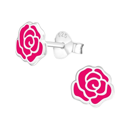 Monkimau Rose Kinder Ohrringe | 925 Silber | Mädchen Ohrstecker Schmuck | Hypoallergen & Nickelfrei | Kinderohrringe Geschenkidee von MONKIMAU