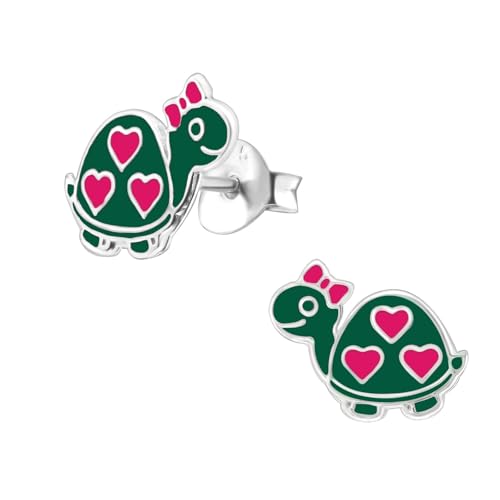 Monkimau Schildkröte Kinder Ohrringe | 925 Silber | Mädchen Ohrstecker Schmuck | Hypoallergen & Nickelfrei | Kinderohrringe Geschenkidee von MONKIMAU