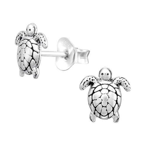 Monkimau Schildkröte Kinder Ohrringe | 925 Silber | Mädchen Ohrstecker Schmuck | Hypoallergen & Nickelfrei | Kinderohrringe Geschenkidee von MONKIMAU
