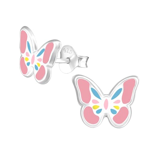 Monkimau Schmetterling Kinder Ohrringe | 925 Silber | Mädchen Ohrstecker Schmuck | Hypoallergen & Nickelfrei | Kinderohrringe Geschenkidee von MONKIMAU