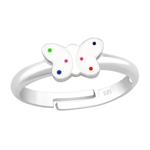 Monkimau Schmetterling Kinder Premium Ring 925 Silber - Größe 4 | Hypoallergen Kinderohrringe | Mädchen Schmuck Geschenk Geschenkidee von MONKIMAU