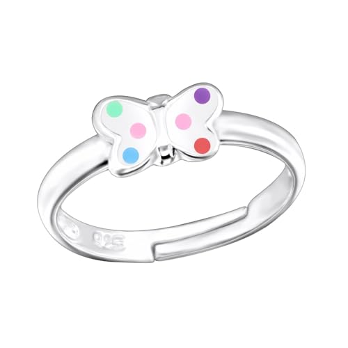 Monkimau Schmetterling Kinder Ring 925 Silber - Größe 4 | Hypoallergen Kinderohrringe | Mädchen Schmuck Geschenk Geschenkidee von MONKIMAU
