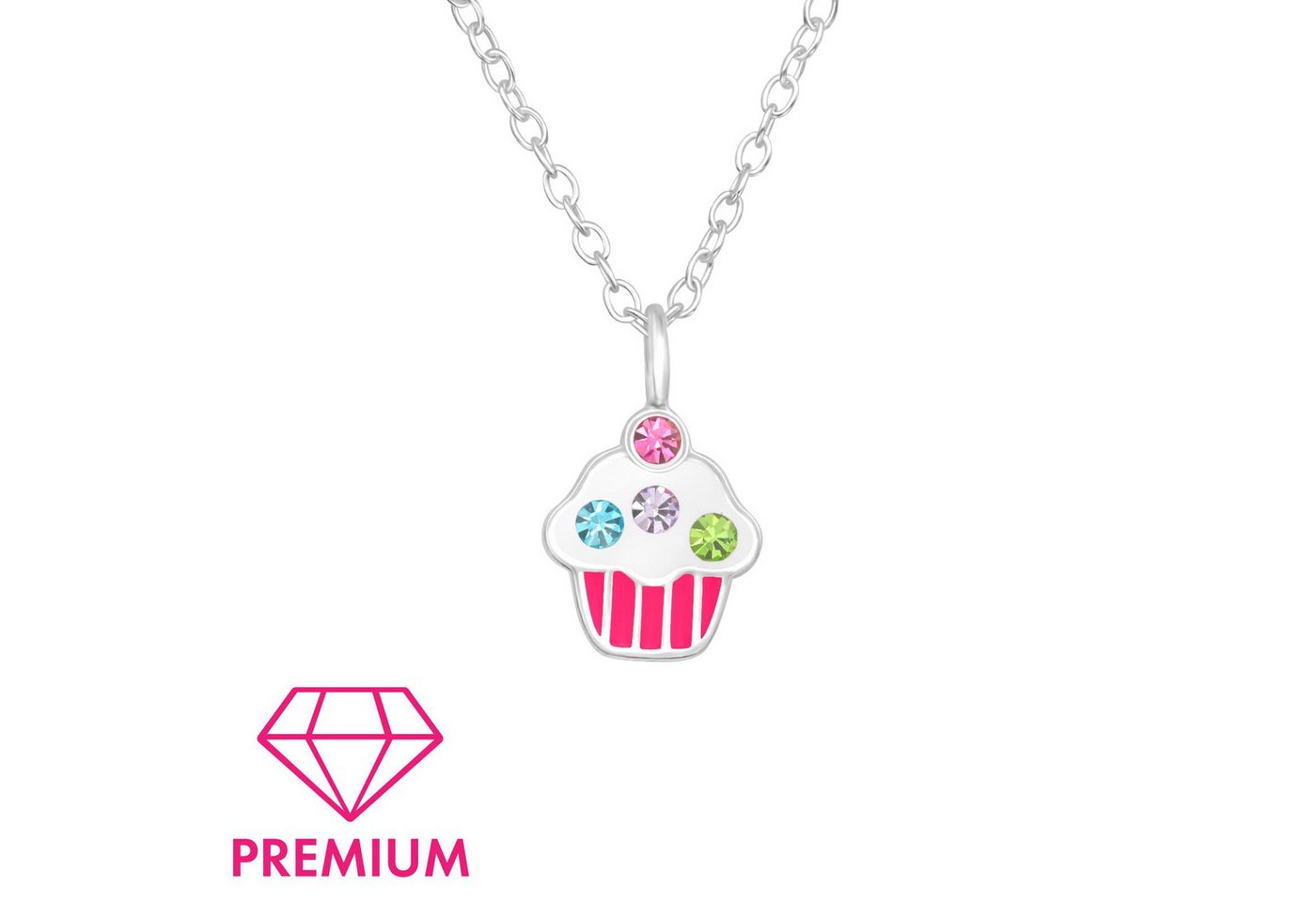 Monkimau Silberkette Cupcake Kinder Premium Halskette 925 Silber Geschenk, Hypoallergen von Monkimau